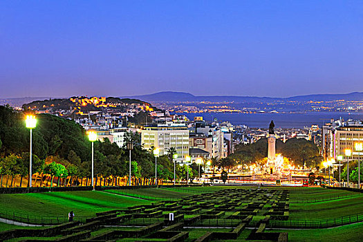 全景,公园,黎明,塔霍河,里斯本,葡萄牙