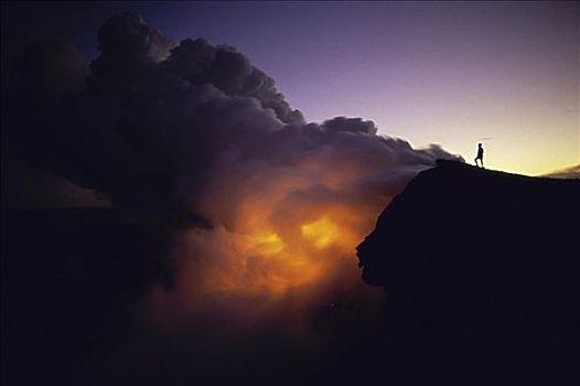 火山岩,蒸汽,云,基拉韦厄火山,夏威夷火山国家公园,夏威夷,美国