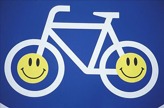 自行车道,标识,微笑,脸,笑脸