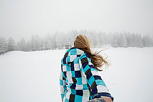 女人,享受,雪,奥地利