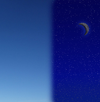 夜晚,白天,变化,夜空,星星,新月,概念