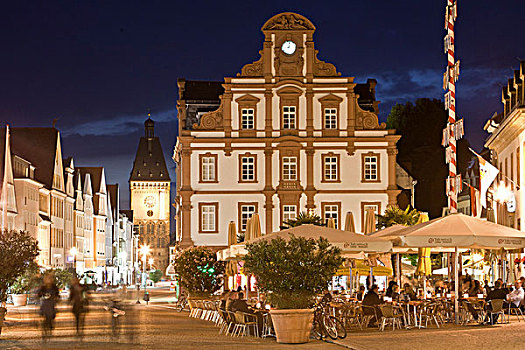咖啡馆,夜生活,施佩耶尔,法尔茨,莱茵兰普法尔茨州,德国,欧洲