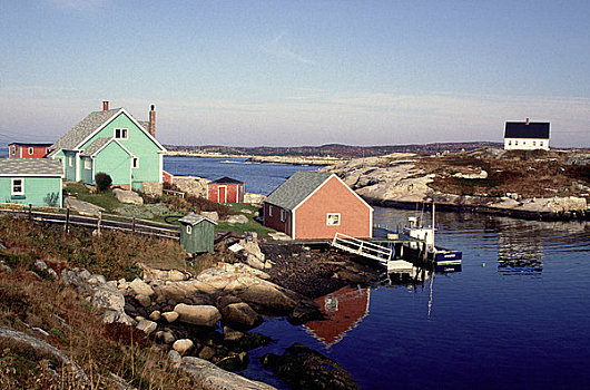加拿大,新斯科舍省,佩姬湾,靠近,哈利法克斯,彩色,渔村