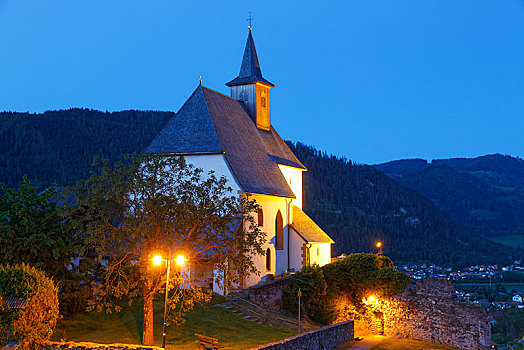 教堂,山,卡林西亚,奥地利,欧洲