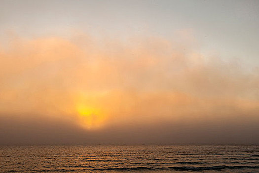 落日余晖,发光,雾,堤岸,佛罗里达,海岸