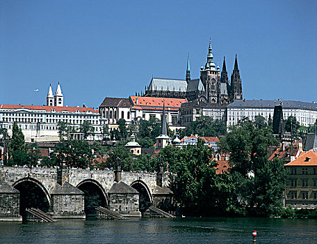 查理大桥,城堡,大教堂,布拉格,捷克共和国