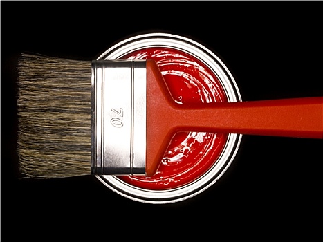 红色,油漆桶,漆刷
