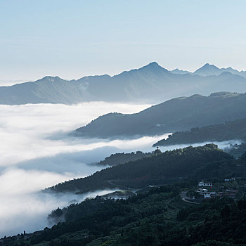 夏季,重庆,山谷,群山,晨雾