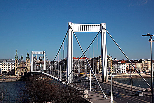 桥,穿过,多瑙河,布达佩斯,匈牙利,欧洲