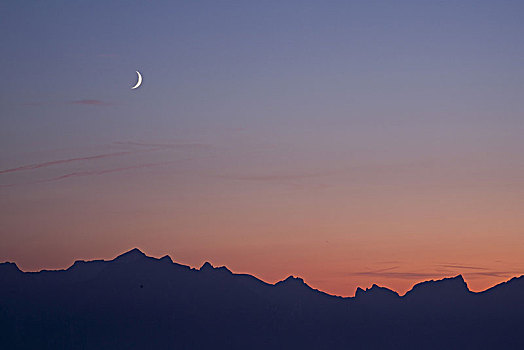 月出,风景,凹,沃州,瑞士