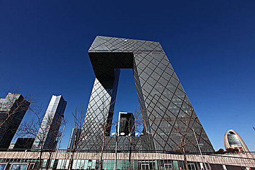 中央电视台,中国,北京,全景,办公楼,商业区,蓝天,地标,建筑