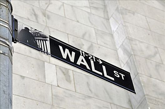 华尔街,标识,户外,纽约股票交易所,曼哈顿,纽约,美国