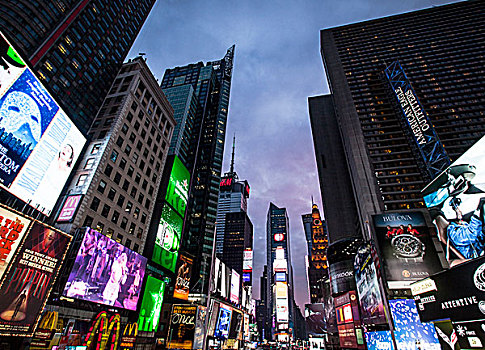霓虹灯,广告,时代广场,连通,百老汇,第七大道,曼哈顿,纽约,美国,北美
