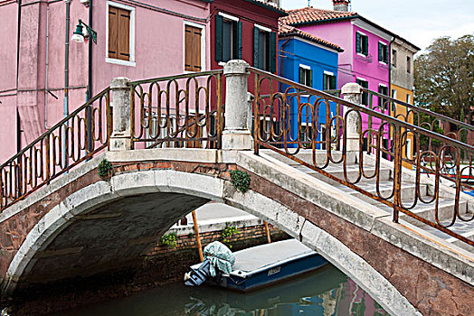 房子,水岸,布拉诺岛,威尼斯,威尼托,意大利