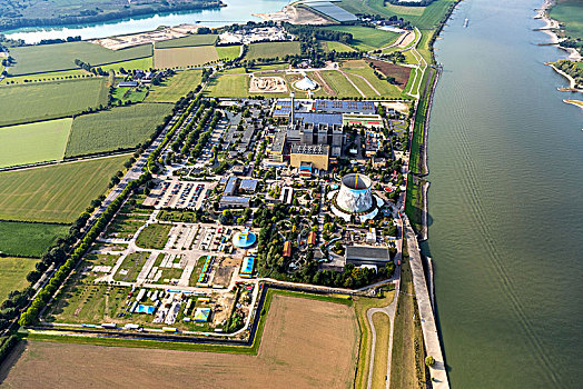 游乐园,核电站,莱茵河,涂绘,冷却塔,下莱茵,北莱茵威斯特伐利亚,德国
