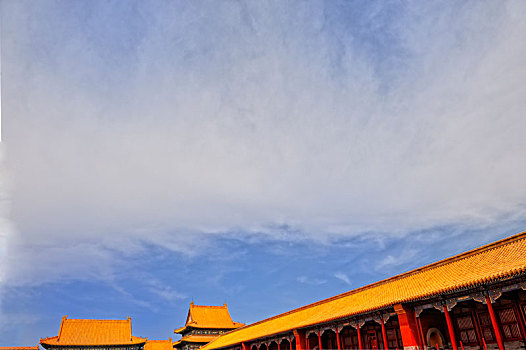 北京故宫昭德门及长廊