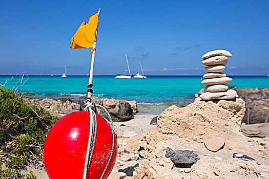 石头,海滩,岸边,福门特拉岛,地中海,巴利阿里群岛