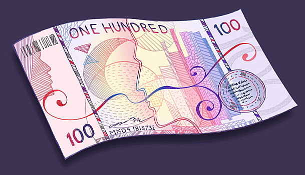 插画,货币,100,色彩,样品,紫色,背景