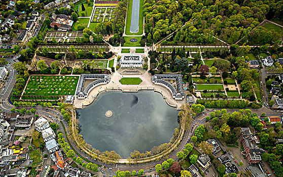 城堡,水塘,花园,小径,杜塞尔多夫,莱茵兰,北莱茵威斯特伐利亚,德国