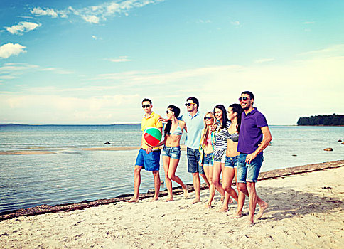 夏天,休假,度假,高兴,人,概念,群体,朋友,乐趣,海滩