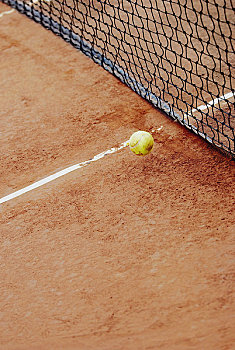 俯拍,网球,靠近,网球网