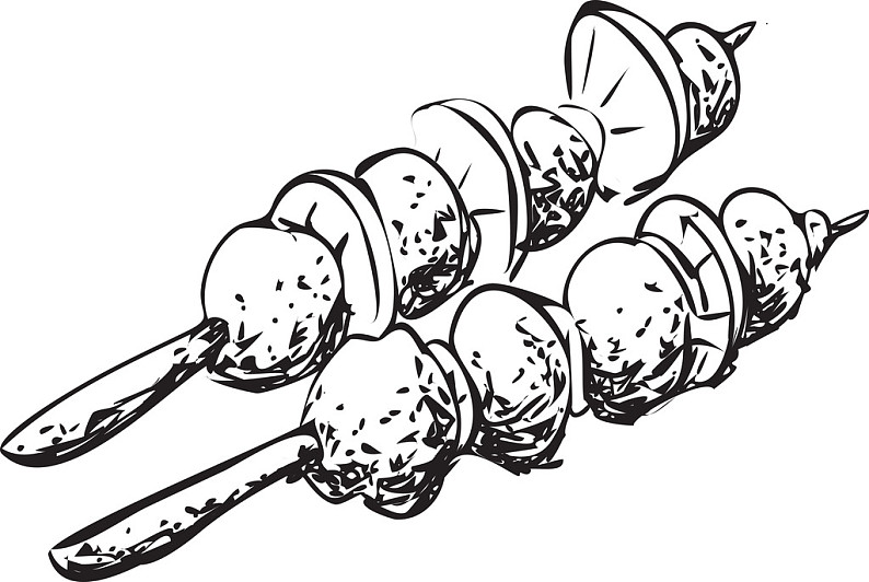 加香烤肉_涂写_矢量_插画_烹饪_黑白_高清图片_全景视觉