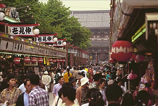 人群,庙宇,浅草寺,浅草,东京都,日本