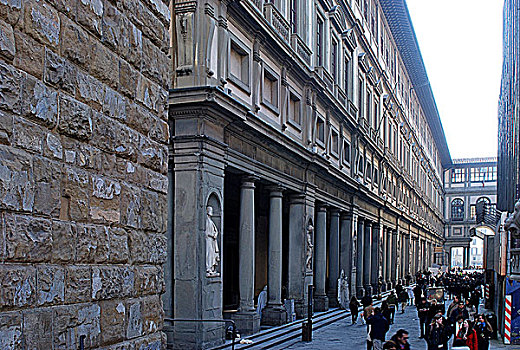 意大利佛罗伦萨老城中的乌费兹美术馆
