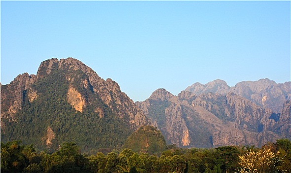 山,风景,万荣,老挝