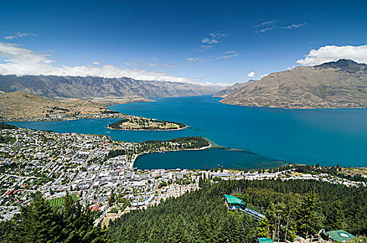 皇后镇,湖,瓦卡蒂普湖,奥塔哥,山,后面,南方,省,新西兰,大洋洲