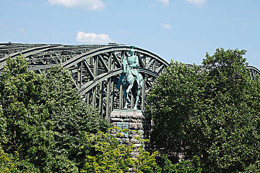 骑马雕像,帝王,普鲁士,霍恩佐伦大桥,科隆,北莱茵威斯特伐利亚,德国,欧洲