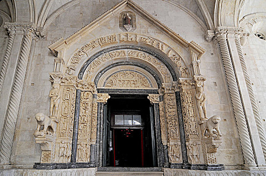 克罗地亚,特洛吉尔,入口,大教堂,罗马天主教