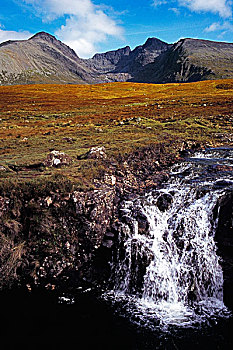 土地,瀑布,高地,苏格兰