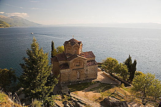 13世纪,教堂,圣徒,神学家,远眺,湖,马其顿,欧洲