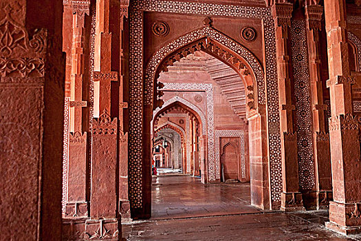 建筑细节,胜利宫,莫卧尔王朝,清真寺,世界遗产,14世纪,巴拉特普尔,拉贾斯坦邦,印度