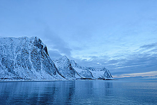 积雪,山,冬天,挪威,斯堪的纳维亚