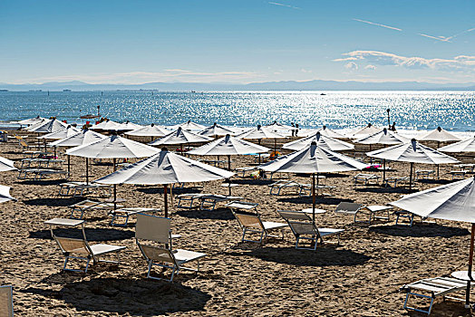 风景,海洋,白色,沙滩伞,沙滩椅,海滩