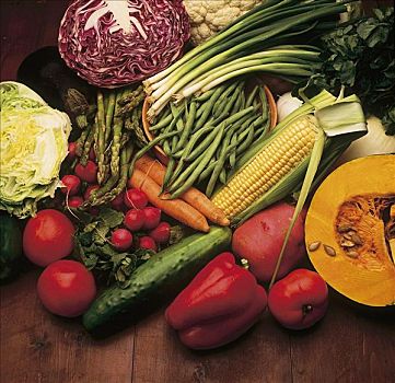 食物,蔬菜,西红柿,胡萝卜,沙拉,绿色,四季豆,胡椒,南瓜