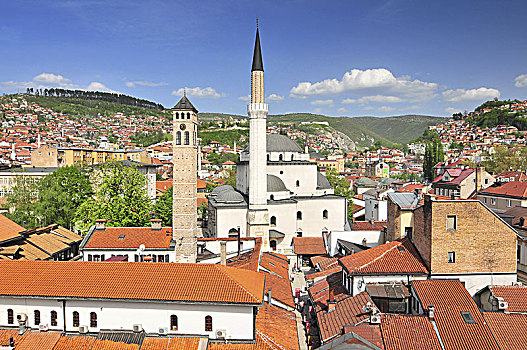 清真寺,城市,萨拉热窝,波斯尼亚,黑塞哥维那
