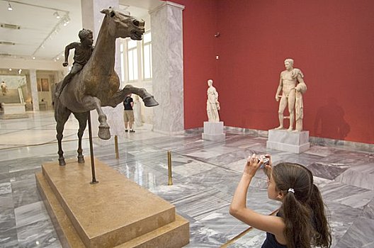 女孩,照相,雕塑,国家,考古博物馆,雅典
