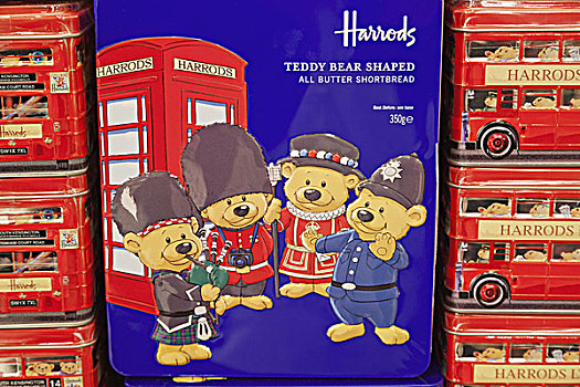 英格兰,伦敦,骑士桥街区,哈洛兹,记忆,饼干盒