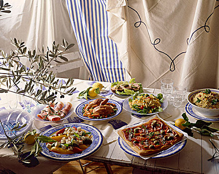 成套餐具,选择,地中海,前菜
