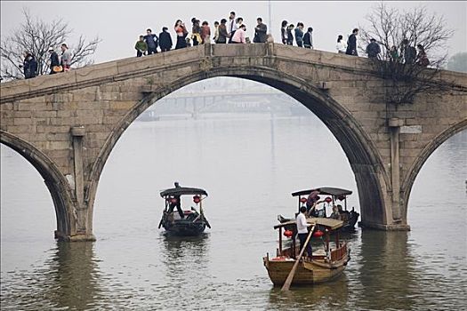 游客,桥,朱家角,中国