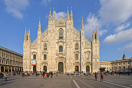 意大利,伦巴第,米兰,广场,中央教堂,大教堂,圣诞,神圣,建造,14世纪,19世纪,教堂,世界
