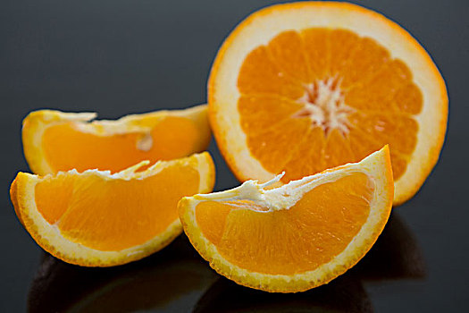 特写,橘子,灰色背景