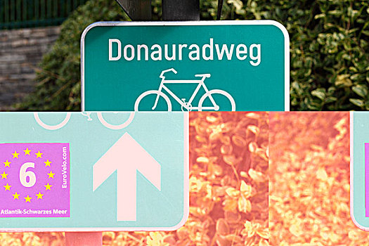 自行车道,标识,德国,多瑙河,瓦绍,山谷,区域,下奥地利州,奥地利,欧洲