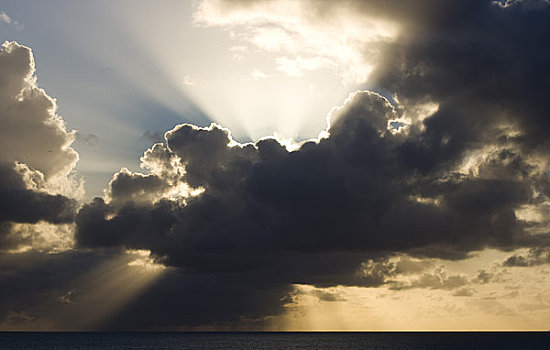 太阳,后面,云,安提瓜岛