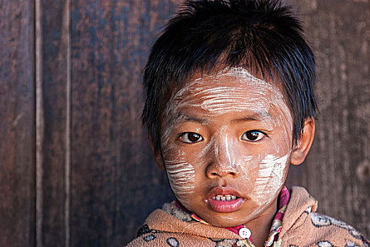 男孩,部落,头像,乡村,卡劳,掸邦,缅甸,亚洲