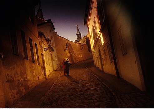 向上,街道,布拉格,捷克共和国