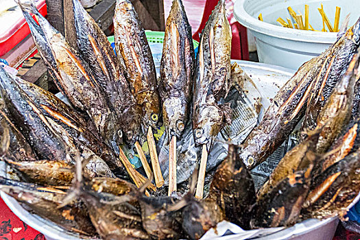 烤,鱼,登巴萨,市场,巴厘岛,印度尼西亚